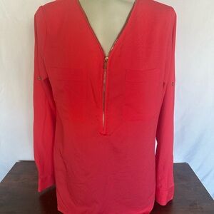 Calvin Klein Red Blouse with Zipper